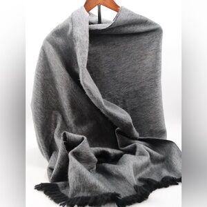 Handcrafted Alpaca Wool Striped Grey Scarves/Shawl